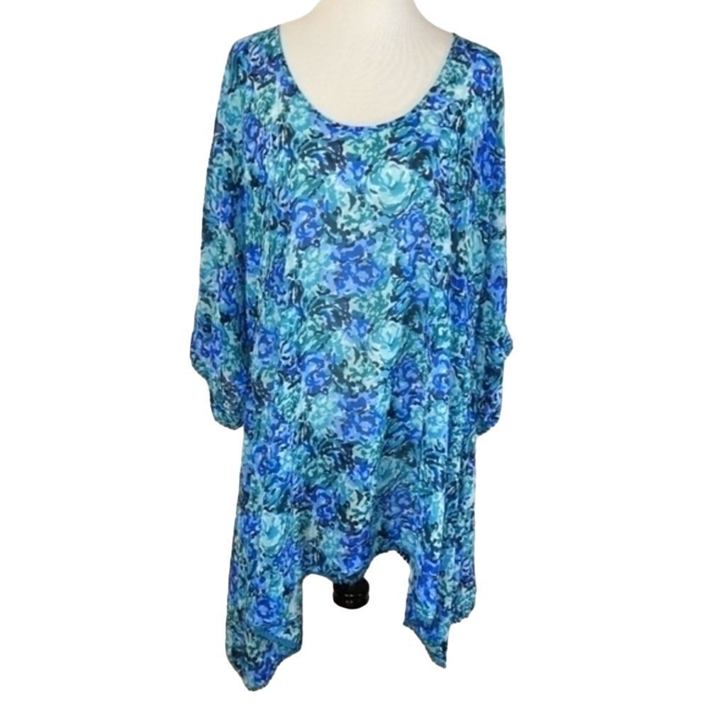 Lands‎ End Floral Tunic Top or Swim Cover-up Size Large 14 - 16